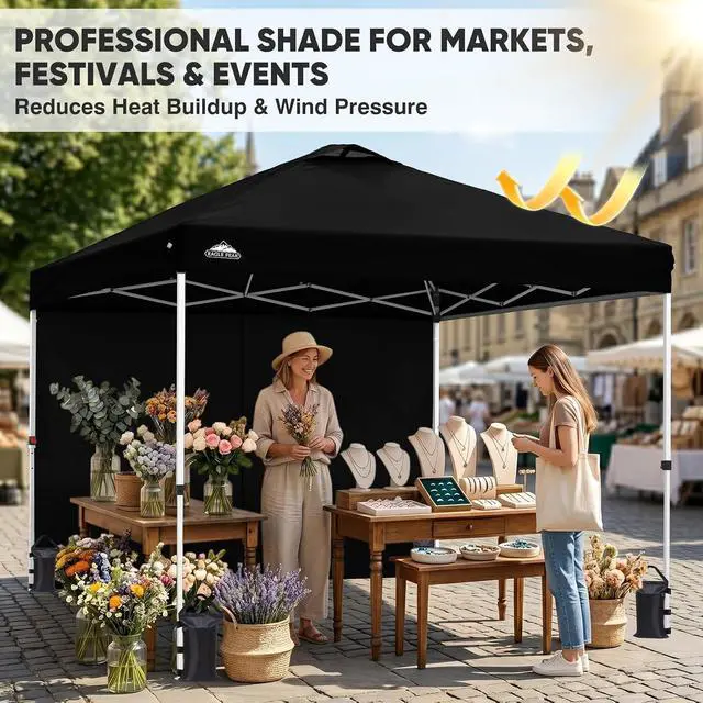 Alt view image 4 of 7 - 10x10 Commercial Pop Up Canopy Tent, Black
