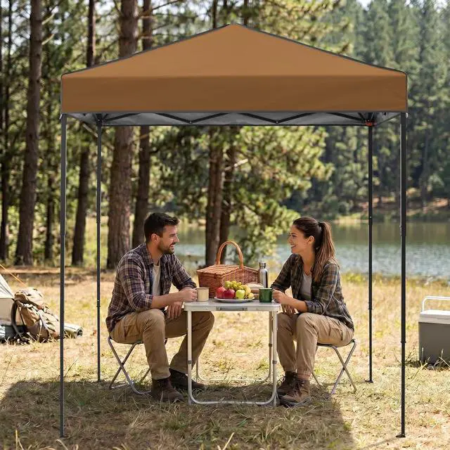 Alt view image 7 of 7 - 6x4 Instant Pop Up Canopy Tent, Straight Leg Sun Shelter, Portable Canopy with Carry Bag for Camping, Beach & Sports, Khaki