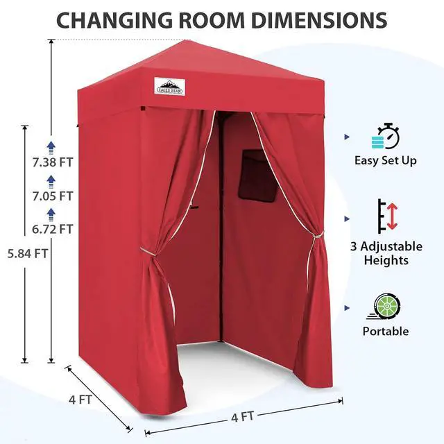 Alt view image 3 of 7 - Flex Ultra Compact 4x4 Pop-up Canopy, Sun Shelter, Changing Room, Portable Privacy Canopy Cabana for Pool, Fashion Photoshoots, or Camping, Red