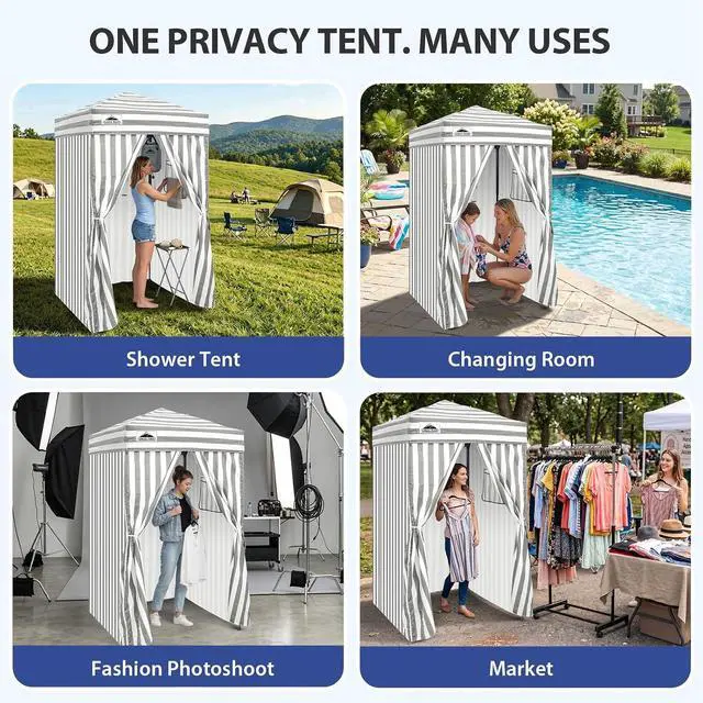 Alt view image 7 of 7 - Flex Ultra Compact 4x4 Pop-up Canopy, Sun Shelter, Changing Room, Portable Privacy Canopy Cabana for Pool, Fashion Photoshoots, or Camping, Gray/White