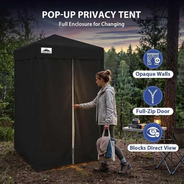 Alt view image 2 of 7 - Flex Ultra Compact 4x4 Pop-up Canopy, Sun Shelter, Changing Room, Portable Privacy Canopy Cabana for Pool, Fashion Photoshoots, or Camping, Black