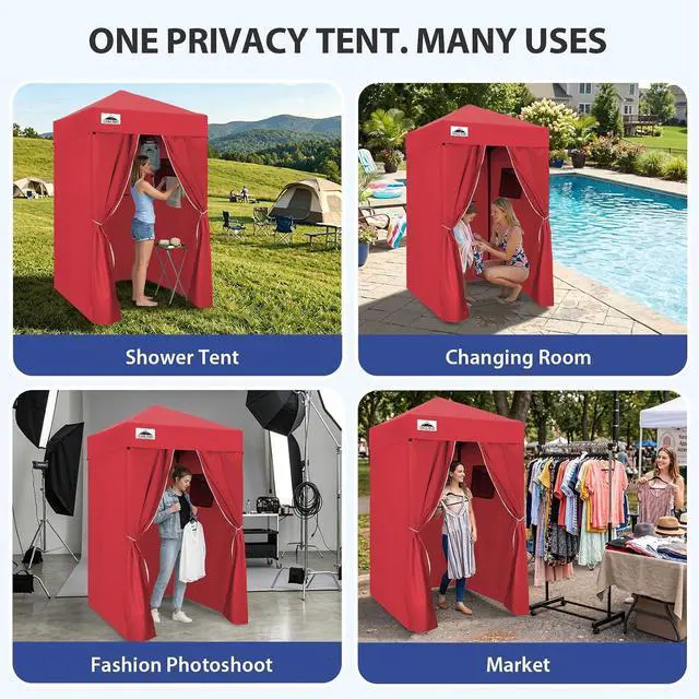 Alt view image 7 of 7 - Flex Ultra Compact 4x4 Pop-up Canopy, Sun Shelter, Changing Room, Portable Privacy Canopy Cabana for Pool, Fashion Photoshoots, or Camping, Red