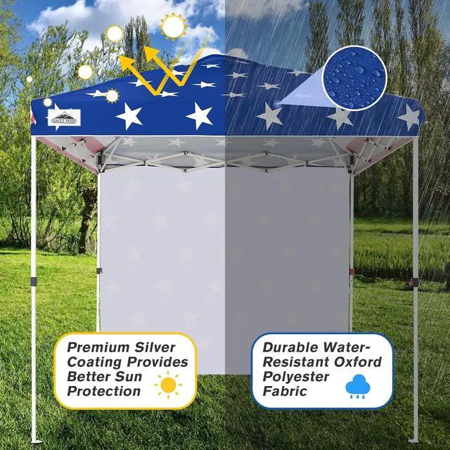 Alt view image 4 of 7 - Commercial Canopy 8x8 Pop Up Canopy Tent with 1 Sidewall, Easy Setup Heavy Duty Instant Event Shelter for Vendors & Markets, Outdoor Sun Shade, American Flag