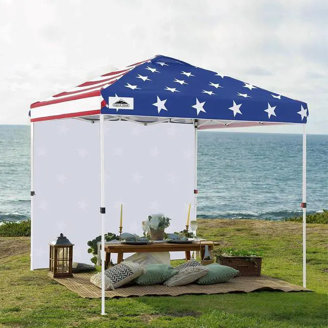 Alt view image 5 of 7 - Commercial Canopy 8x8 Pop Up Canopy Tent with 1 Sidewall, Easy Setup Heavy Duty Instant Event Shelter for Vendors & Markets, Outdoor Sun Shade, American Flag