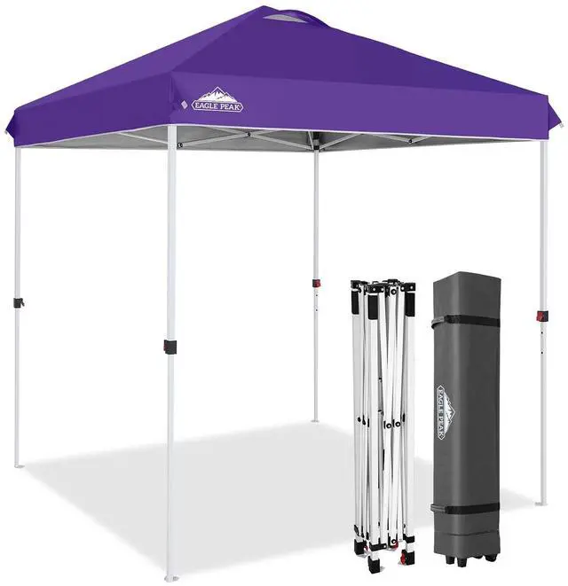 Main image of Pop Up Canopy Tent with Wheeled Carry Bag, 8 Stakes, 4 Ropes, Easy Set Up Tent Canopy, 6.6x6.6 ft, Purple
