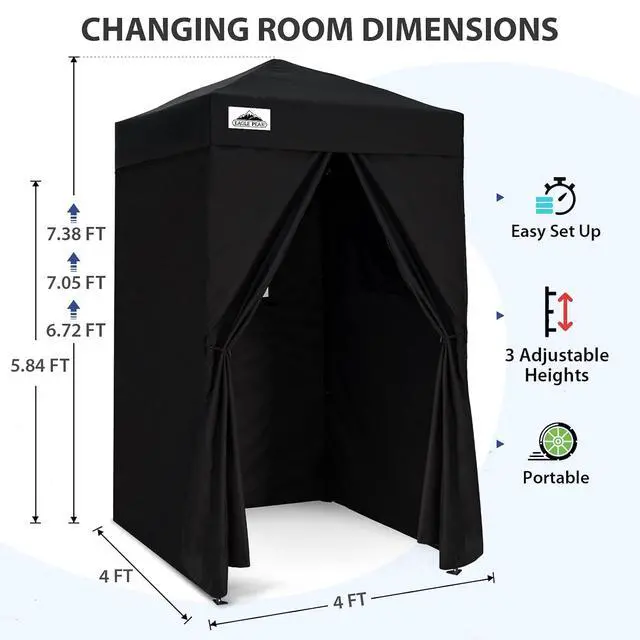 Alt view image 3 of 7 - Flex Ultra Compact 4x4 Pop-up Canopy, Sun Shelter, Changing Room, Portable Privacy Canopy Cabana for Pool, Fashion Photoshoots, or Camping, Black