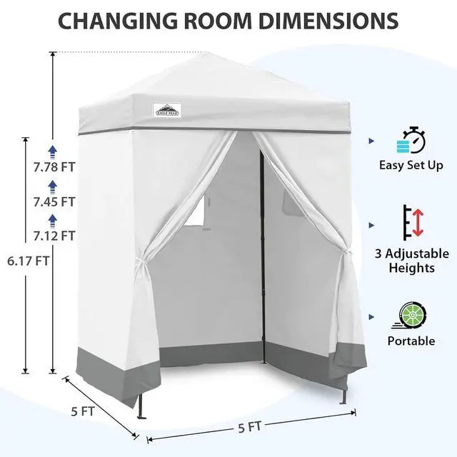 Alt view image 3 of 7 - EAGLE PEAK Flex Ultra Compact Pop-up Canopy, Sun Shelter, Changing Room, Portable Privacy Canopy Cabana, 5x5 Canopy Tent, for Pool, Fashion Photoshoots, or Camping White