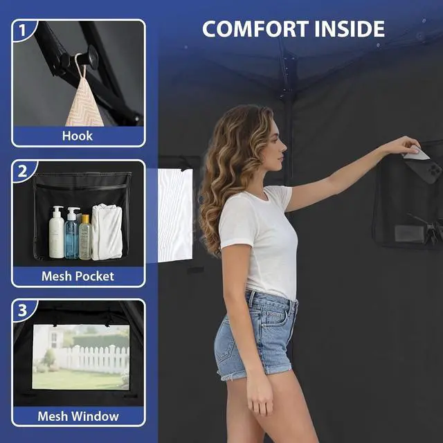 Alt view image 6 of 7 - Flex Ultra Compact 4x4 Pop-up Canopy, Sun Shelter, Changing Room, Portable Privacy Canopy Cabana for Pool, Fashion Photoshoots, or Camping, Black