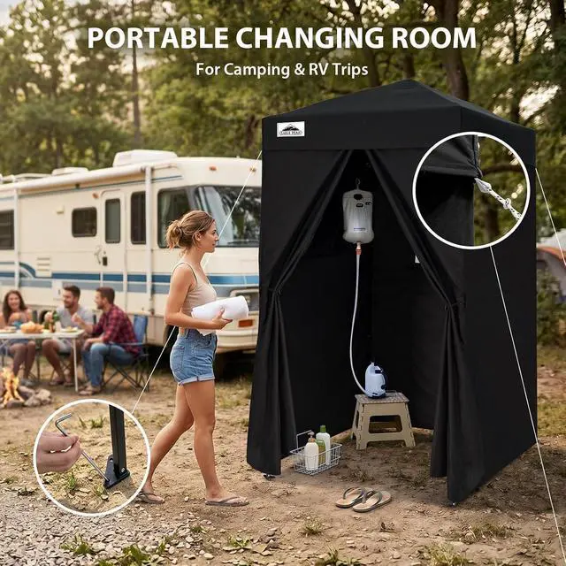 Alt view image 5 of 7 - Flex Ultra Compact 4x4 Pop-up Canopy, Sun Shelter, Changing Room, Portable Privacy Canopy Cabana for Pool, Fashion Photoshoots, or Camping, Black