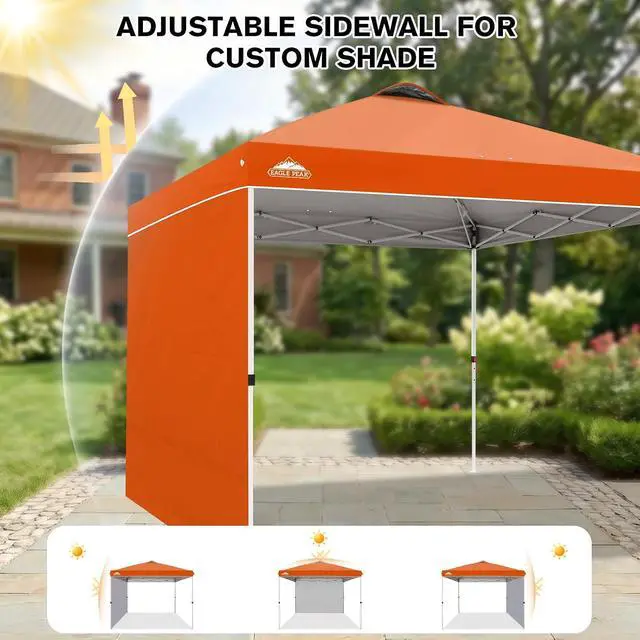 Alt view image 7 of 7 - Commercial Canopy 10x10 Pop Up Canopy Tent with 1 Sidewall, Easy Setup Heavy Duty Instant Event Shelter for Vendors & Markets, Outdoor Sun Shade, Orange