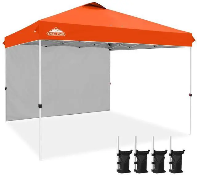 Main image of Commercial Canopy 12x12 Pop Up Canopy Tent with 1 Sidewall, Easy Setup Heavy Duty Instant Event Shelter for Vendors & Markets, Outdoor Sun Shade, Orange