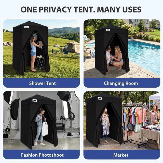 Alt view image 7 of 7 - Flex Ultra Compact 4x4 Pop-up Canopy, Sun Shelter, Changing Room, Portable Privacy Canopy Cabana for Pool, Fashion Photoshoots, or Camping, Black