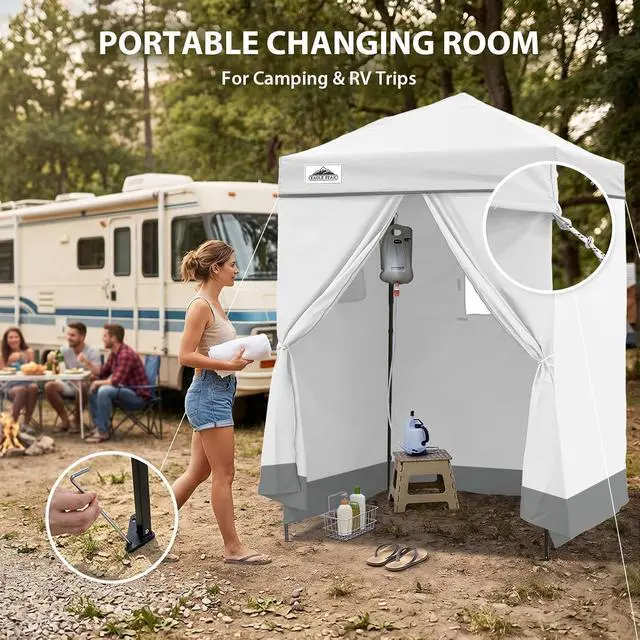 Alt view image 5 of 7 - EAGLE PEAK Flex Ultra Compact Pop-up Canopy, Sun Shelter, Changing Room, Portable Privacy Canopy Cabana, 5x5 Canopy Tent, for Pool, Fashion Photoshoots, or Camping White