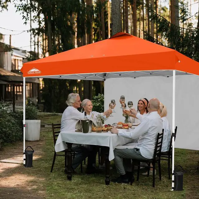 Alt view image 5 of 7 - Commercial Canopy 12x12 Pop Up Canopy Tent with 1 Sidewall, Easy Setup Heavy Duty Instant Event Shelter for Vendors & Markets, Outdoor Sun Shade, Orange