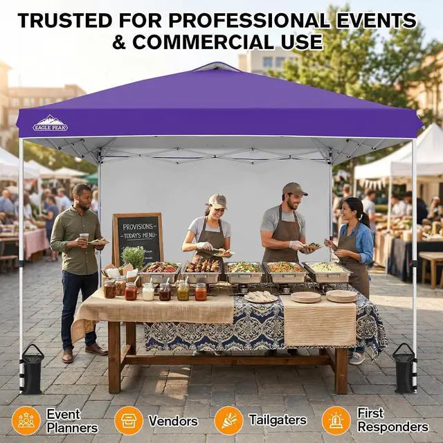 Alt view image 5 of 7 - Commercial Canopy 10x10 Pop Up Canopy Tent with 1 Sidewall, Easy Setup Heavy Duty Instant Event Shelter for Vendors & Markets, Outdoor Sun Shade, Purple