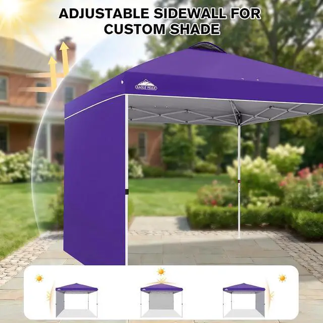 Alt view image 7 of 7 - Commercial Canopy 10x10 Pop Up Canopy Tent with 1 Sidewall, Easy Setup Heavy Duty Instant Event Shelter for Vendors & Markets, Outdoor Sun Shade, Purple