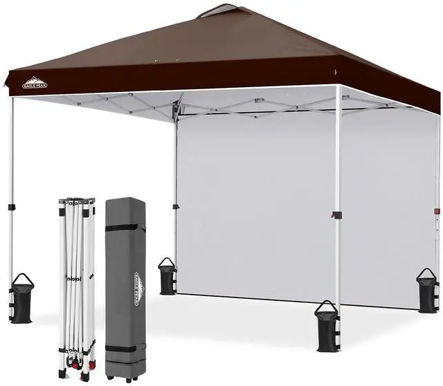 Main image of Commercial Canopy 10x10 Pop Up Canopy Tent with 1 Sidewall, Easy Setup Heavy Duty Instant Event Shelter for Vendors & Markets, Outdoor Sun Shade, Brown