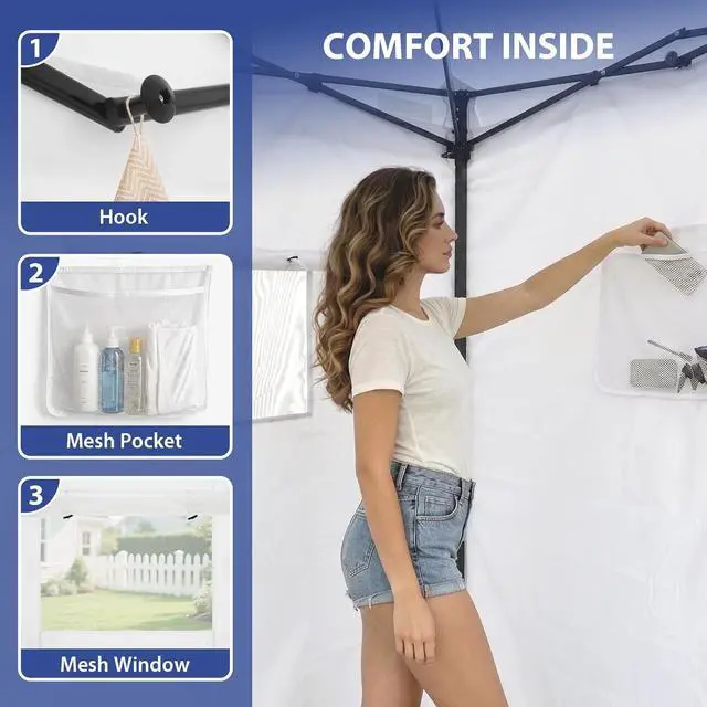 Alt view image 6 of 7 - Flex Ultra Compact 4x4 Pop-up Canopy, Sun Shelter, Changing Room, Portable Privacy Canopy Cabana for Pool, Fashion Photoshoots, or Camping, White