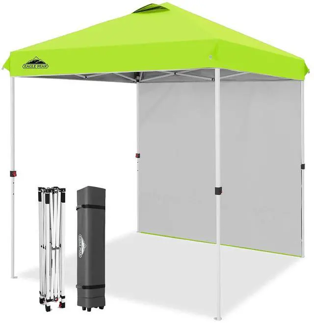 Main image of Commercial Canopy 6.6x6.6 Pop Up Canopy Tent with 1 Sidewall, Easy Setup Heavy Duty Instant Event Shelter for Vendors & Markets, Outdoor Sun Shade, Neon Green