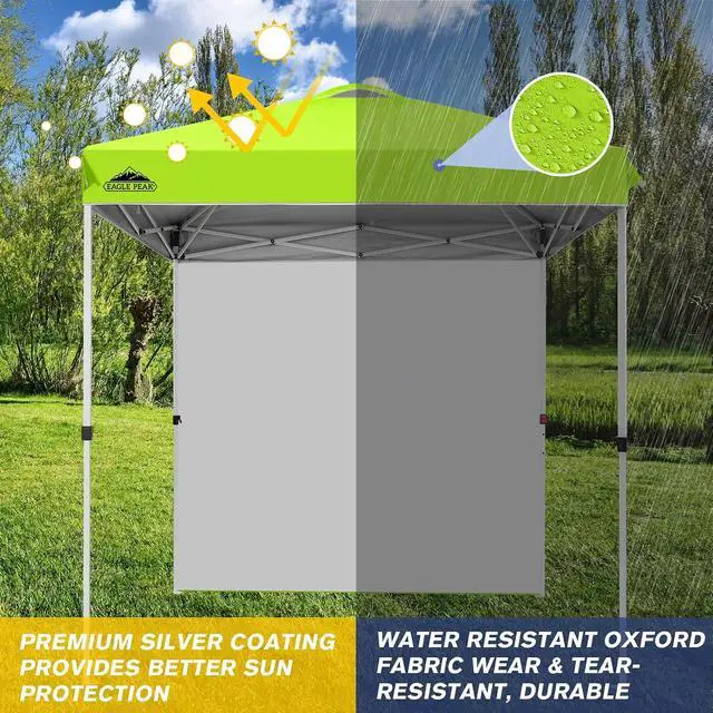 Alt view image 2 of 7 - Commercial Canopy 6.6x6.6 Pop Up Canopy Tent with 1 Sidewall, Easy Setup Heavy Duty Instant Event Shelter for Vendors & Markets, Outdoor Sun Shade, Neon Green