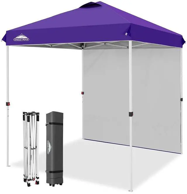 Main image of Commercial Canopy 6.6x6.6 Pop Up Canopy Tent with 1 Sidewall, Easy Setup Heavy Duty Instant Event Shelter for Vendors & Markets, Outdoor Sun Shade, Purple