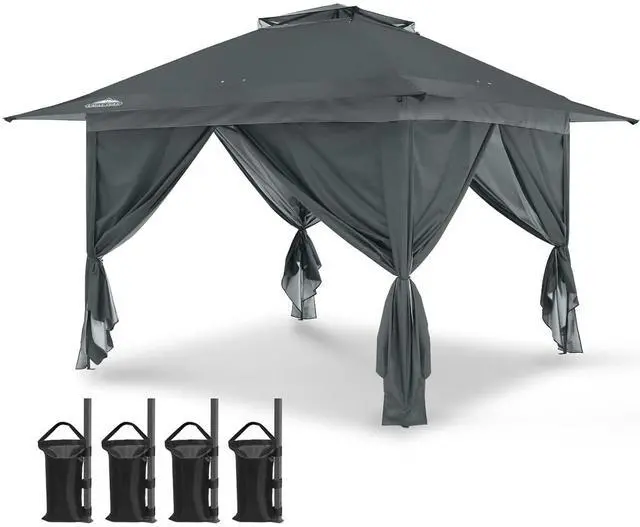 Main image of 13x13 Pop Up Gazebo with 4 Wall Panels, Easy Up Canopy for Patio and Backyard, Easy Set up Outdoor Gazebo (Gray)