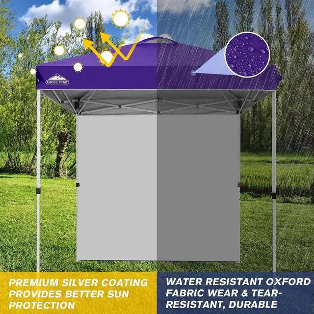 Alt view image 2 of 7 - Commercial Canopy 6.6x6.6 Pop Up Canopy Tent with 1 Sidewall, Easy Setup Heavy Duty Instant Event Shelter for Vendors & Markets, Outdoor Sun Shade, Purple