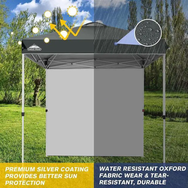 Alt view image 2 of 7 - Commercial Canopy 6.6x6.6 Pop Up Canopy Tent with 1 Sidewall, Easy Setup Heavy Duty Instant Event Shelter for Vendors & Markets, Outdoor Sun Shade, Gray