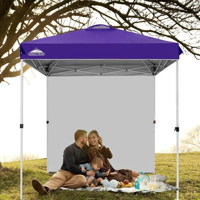 Alt view image 7 of 7 - Commercial Canopy 6.6x6.6 Pop Up Canopy Tent with 1 Sidewall, Easy Setup Heavy Duty Instant Event Shelter for Vendors & Markets, Outdoor Sun Shade, Purple
