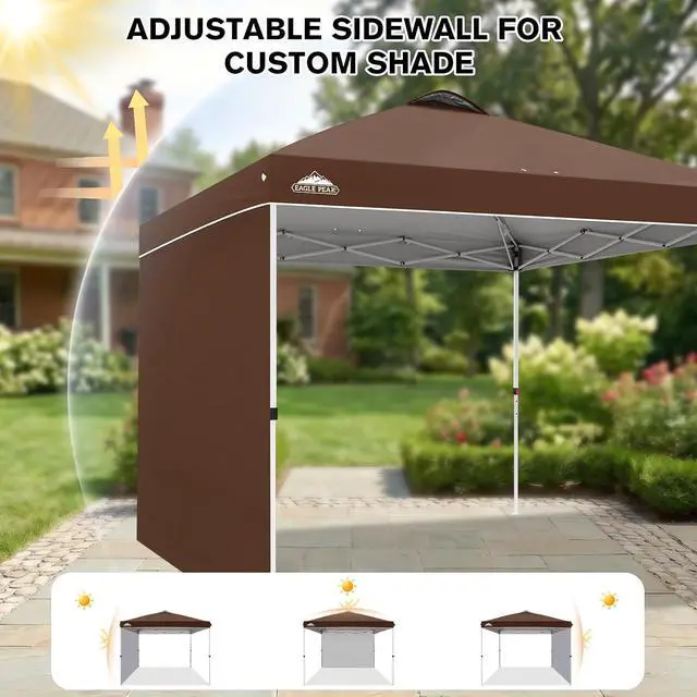 Alt view image 7 of 7 - Commercial Canopy 10x10 Pop Up Canopy Tent with 1 Sidewall, Easy Setup Heavy Duty Instant Event Shelter for Vendors & Markets, Outdoor Sun Shade, Dark Brown