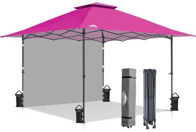 Main image of 13x13 Pop up Canopy Tent w/One Wall, Instant Canopy Easy Set up Folding Shelter w/One Privacy Curtain, 169 Square Feet Sun Shade, Light Pink