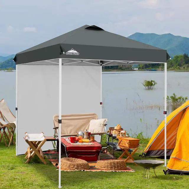 Alt view image 5 of 7 - Commercial Canopy 6.6x6.6 Pop Up Canopy Tent with 1 Sidewall, Easy Setup Heavy Duty Instant Event Shelter for Vendors & Markets, Outdoor Sun Shade, Gray