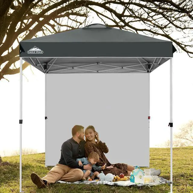 Alt view image 7 of 7 - Commercial Canopy 6.6x6.6 Pop Up Canopy Tent with 1 Sidewall, Easy Setup Heavy Duty Instant Event Shelter for Vendors & Markets, Outdoor Sun Shade, Gray