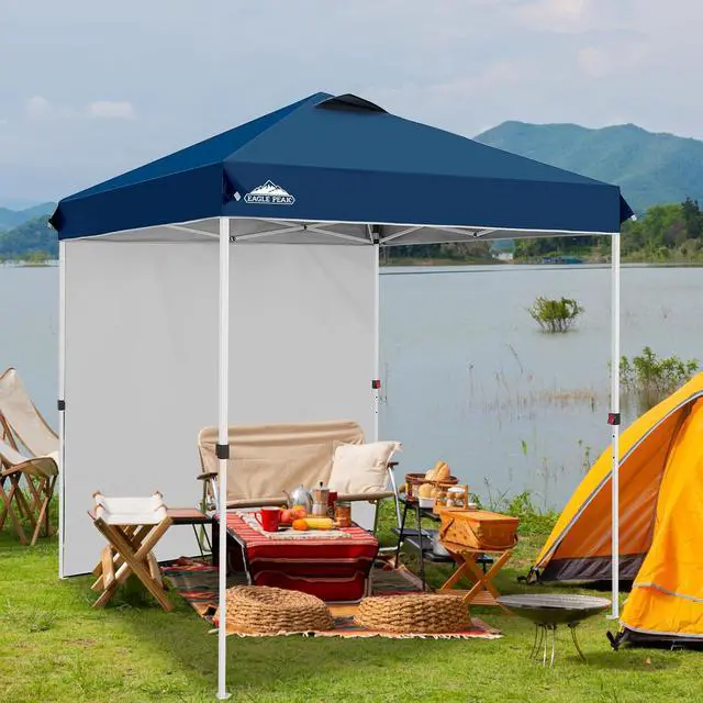 Alt view image 5 of 7 - Commercial Canopy 6.6x6.6 Pop Up Canopy Tent with 1 Sidewall, Easy Setup Heavy Duty Instant Event Shelter for Vendors & Markets, Outdoor Sun Shade, Dark Blue