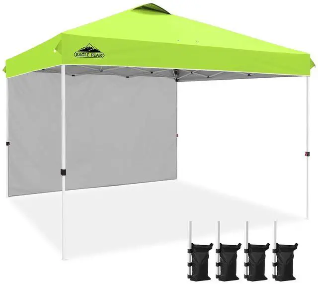 Main image of Commercial Canopy 12x12 Pop Up Canopy Tent with 1 Sidewall, Easy Setup Heavy Duty Instant Event Shelter for Vendors & Markets, Outdoor Sun Shade, Neon Green