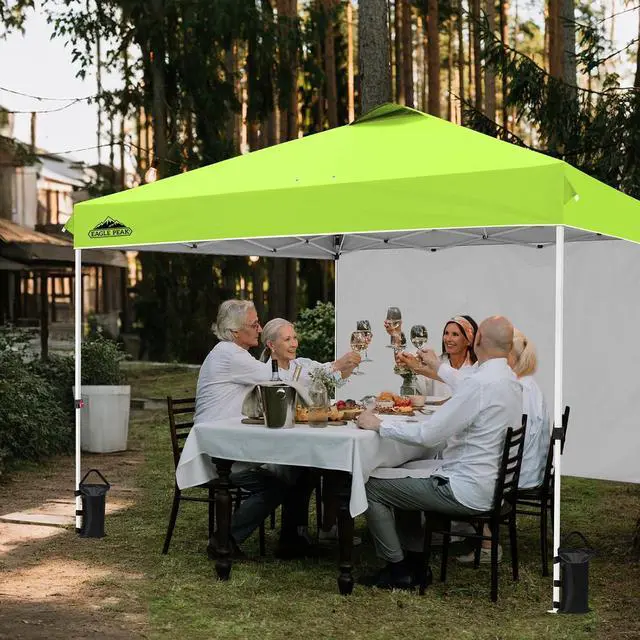 Alt view image 5 of 7 - Commercial Canopy 12x12 Pop Up Canopy Tent with 1 Sidewall, Easy Setup Heavy Duty Instant Event Shelter for Vendors & Markets, Outdoor Sun Shade, Neon Green