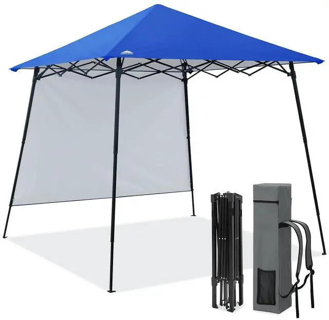 Main image of 8x8 Pop Up Canopy Tent with Extended Eaves & Sidewall, Compact, Portable, Easy Setup Slant Leg Instant Shelter for Beach, Sports, & Camping, 8x8 Base 7x7 Top, Blue