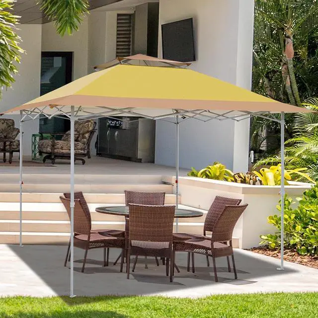 Alt view image 7 of 7 - 12x12 Pop up Canopy Tent, Easy Set up Folding Shelter with Auto Extending Awning 144 Square Feet Sun Shade, Beige
