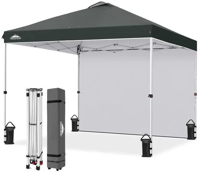 Main image of Commercial Canopy 10x10 Pop Up Canopy Tent with 1 Sidewall, Easy Setup Heavy Duty Instant Event Shelter for Vendors & Markets, Outdoor Sun Shade, Gray