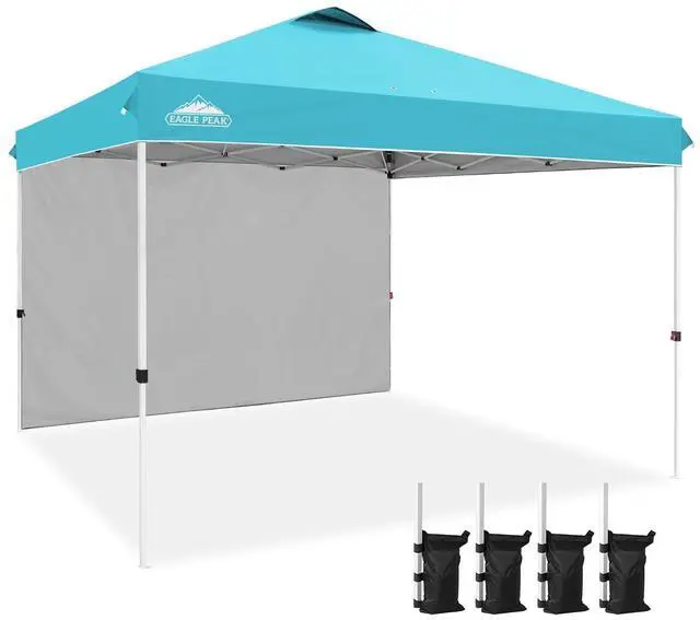 Main image of Commercial Canopy 12x12 Pop Up Canopy Tent with 1 Sidewall, Easy Setup Heavy Duty Instant Event Shelter for Vendors & Markets, Outdoor Sun Shade, Light Blue