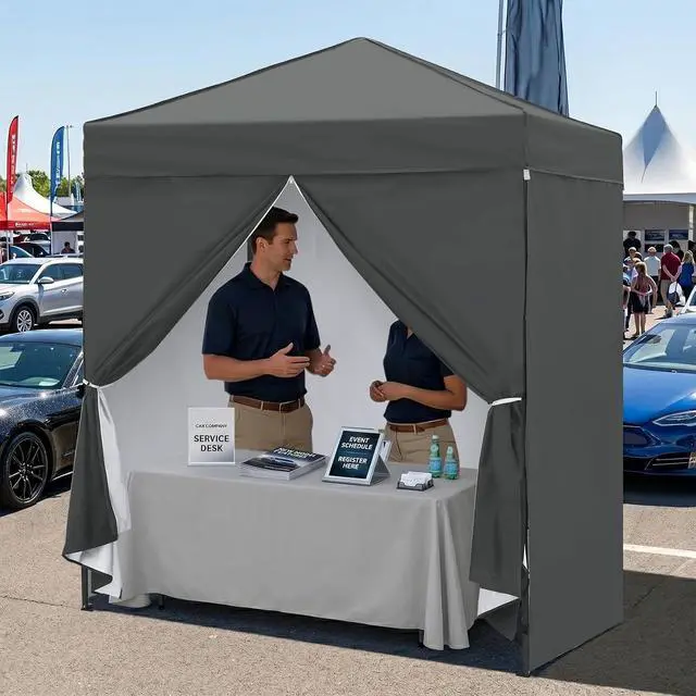 Alt view image 5 of 7 - 6x4 Instant Pop Up Canopy Tent with 4 Side Wall Panels, Straight Leg Sun Shelter, Portable Canopy with Carry Bag for Camping, Beach & Sports, Dark Gray