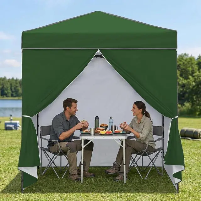 Alt view image 5 of 7 - 6x4 Instant Pop Up Canopy Tent with 4 Side Wall Panels, Straight Leg Sun Shelter, Portable Canopy with Carry Bag for Camping, Beach & Sports, Green