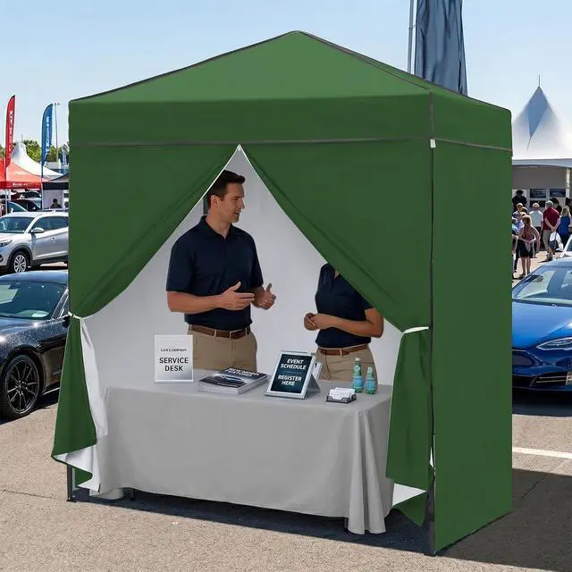 Alt view image 7 of 7 - 6x4 Instant Pop Up Canopy Tent with 4 Side Wall Panels, Straight Leg Sun Shelter, Portable Canopy with Carry Bag for Camping, Beach & Sports, Green