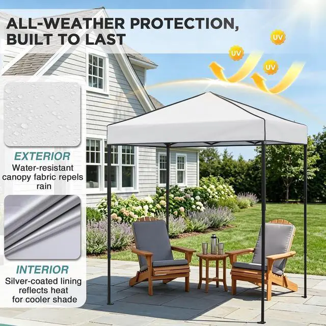Alt view image 4 of 7 - 6x4 Instant Pop Up Canopy Tent, Straight Leg Sun Shelter, Portable Canopy with Carry Bag for Camping, Beach & Sports, White