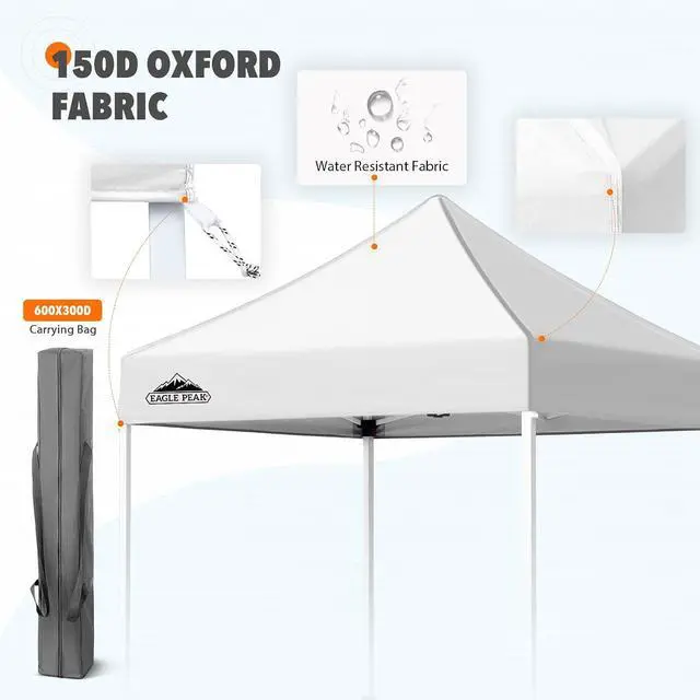 Alt view image 6 of 7 - 5x5 Pop Up Canopy Tent Instant Outdoor Canopy Easy Set-up Straight Leg Folding Shelter, White