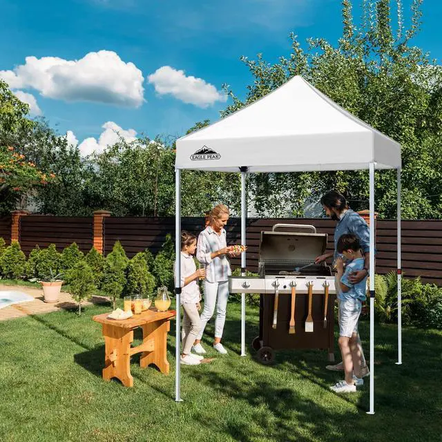 Alt view image 5 of 7 - 5x5 Pop Up Canopy Tent Instant Outdoor Canopy Easy Set-up Straight Leg Folding Shelter, White