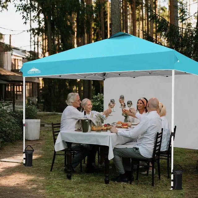 Alt view image 5 of 7 - Commercial Canopy 12x12 Pop Up Canopy Tent with 1 Sidewall, Easy Setup Heavy Duty Instant Event Shelter for Vendors & Markets, Outdoor Sun Shade, Light Blue