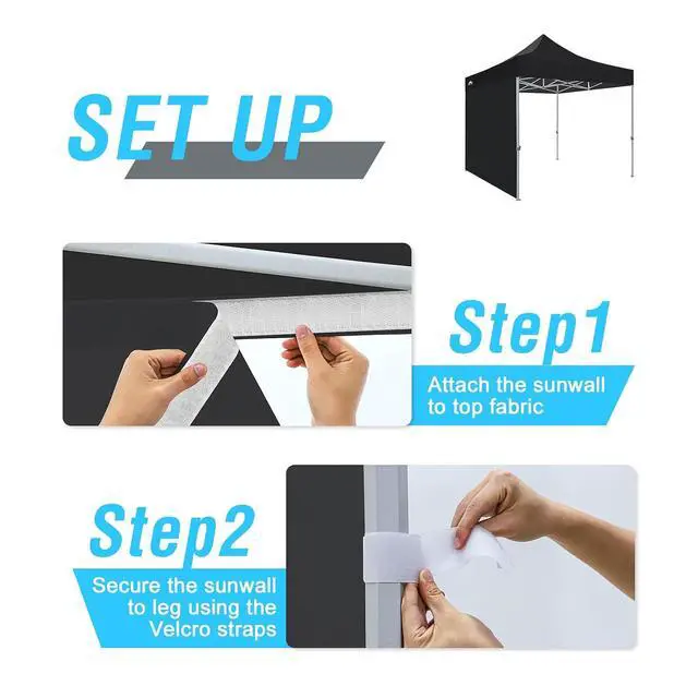 Alt view image 2 of 7 - Wall Panel/Sunwall for 10x10 Heavy-Duty Commercial Canopy Tent, Replacement Sidewall for Marketplace Sun Shelter, 1 Sidewall Only, Black