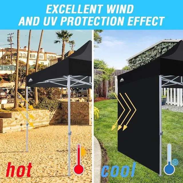 Alt view image 5 of 7 - Wall Panel/Sunwall for 10x10 Heavy-Duty Commercial Canopy Tent, Replacement Sidewall for Marketplace Sun Shelter, 1 Sidewall Only, Black
