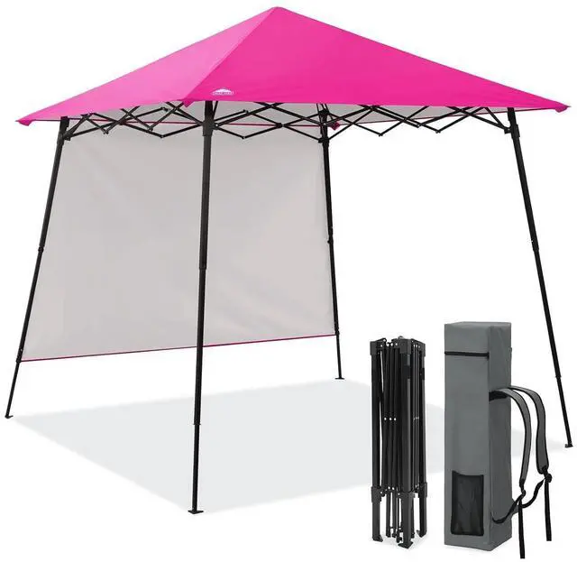 Main image of 8x8 Pop Up Canopy Tent with Extended Eaves & Sidewall, Compact, Portable, Easy Setup Slant Leg Instant Shelter for Beach, Sports, & Camping, 8x8 Base 7x7 Top, Pink